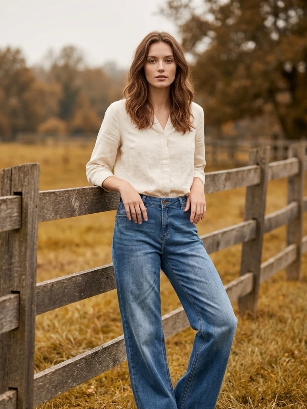 HALARA Blue High-Rise Wide-Leg Jeans stretchy